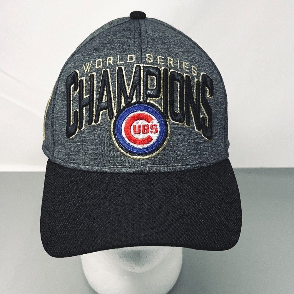 Cubs World Series Champion‎ 2016 Mens Hat One Size Gray Black New Era 39Thirty
